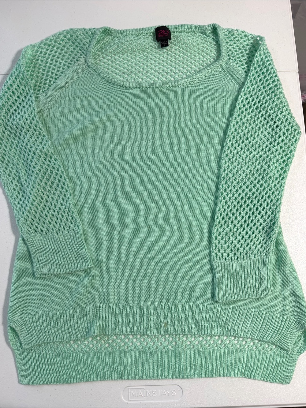 2b bebe Mint Green Open-Knit Lightweight Sweater